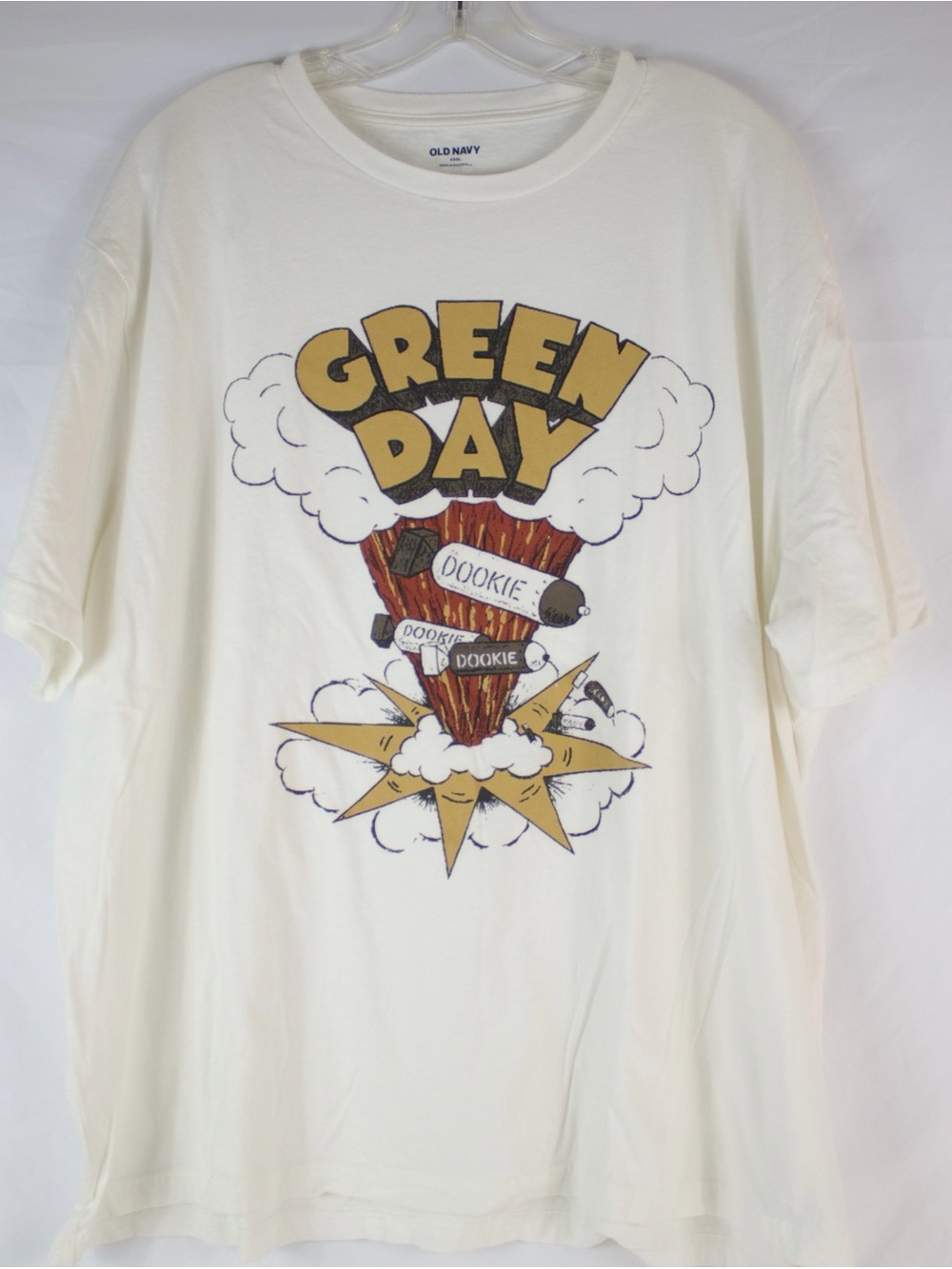 Old Navy Off White Short Sleeve Green Day Graphic T-Shirt Mens Size XXXL - NWOT